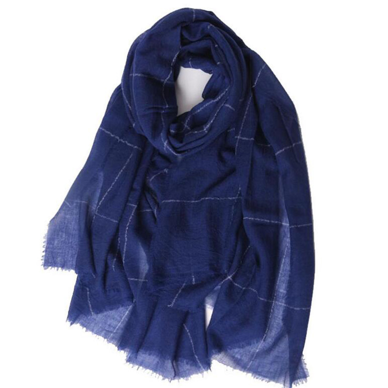 Soft Wool Scarves Lightweigh Blue Women Fall Pashmina Scarf